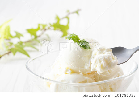 冰涼美味的香草冰淇淋 冰涼美味的香草冰淇淋 101786333