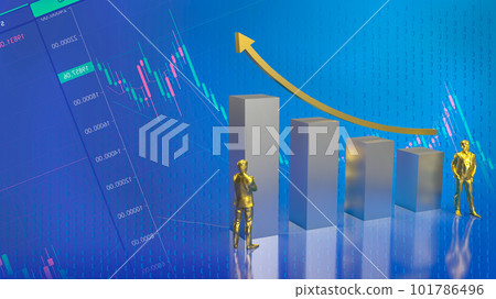 gold men figure and chart for business concept 3d rendering 101786496
