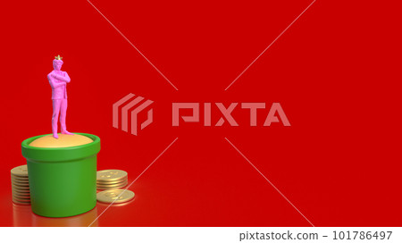 pink figure business man and coins 3d rendering 101786497