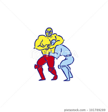 頭鎖職業摔跤職業摔跤手人物插畫 101789289