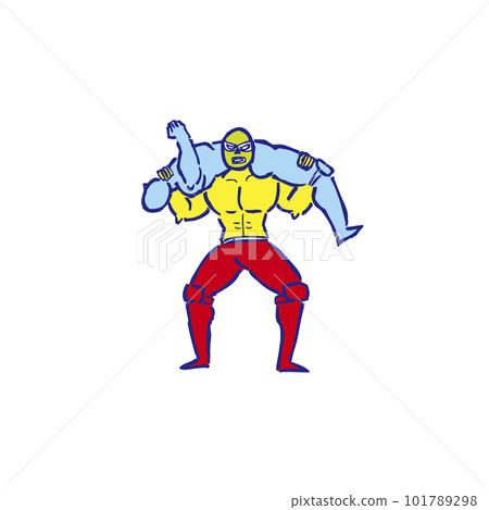 阿根廷 backbreaker 職業摔跤職業摔跤手人物插畫 101789298