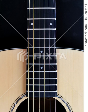 close up shot of fingerboard guitar , rosewood fingerboard with dot mark, no string mark close up shot of fingerboard guitar , rosewood fingerboard with dot mark, no string mark 101789331