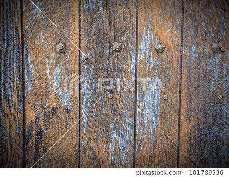 Old wooden boards with nails. Wooden wall, signboard Old wooden boards with nails. Wooden wall, signboard 101789536