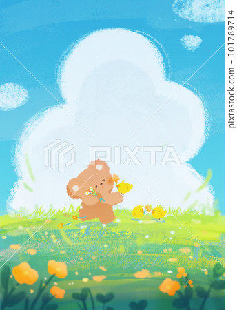 Picture book touch Cumulonimbus cloud and bear Picture book touch Cumulonimbus cloud and bear 101789714