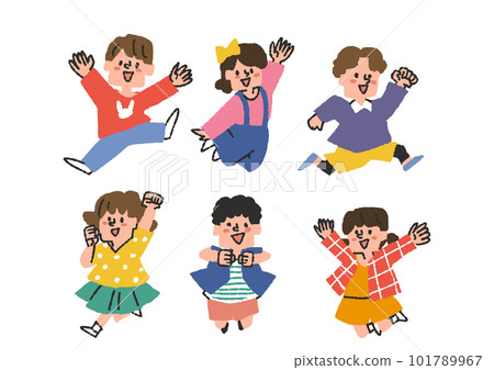 跳躍的孩子的插圖素材集 101789967