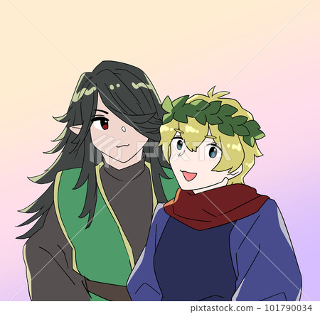2 shots of fantasy characters Doujinshi cover style 2 shots of fantasy characters Doujinshi cover style 101790034