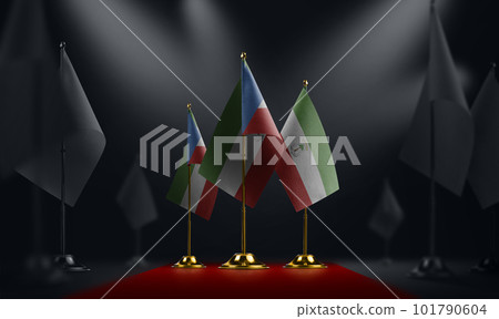 The Equatorial Guinea national flag on the red carpet The Equatorial Guinea national flag on the red carpet 101790604