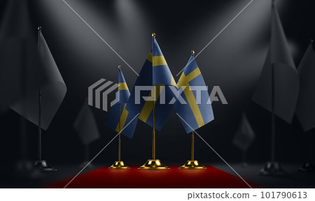 The Sweden national flag on the red carpet 101790613