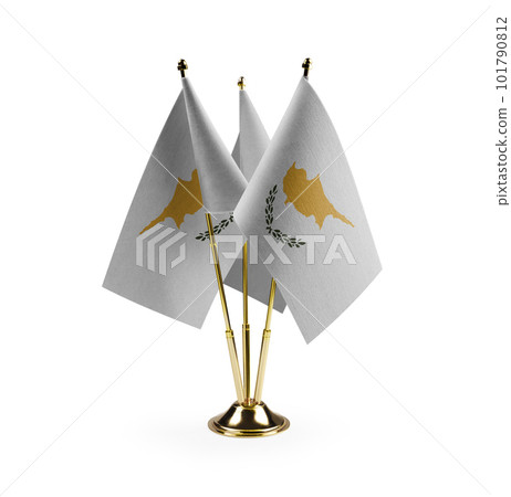 Small national flags of the Cyprus on a white background 101790812