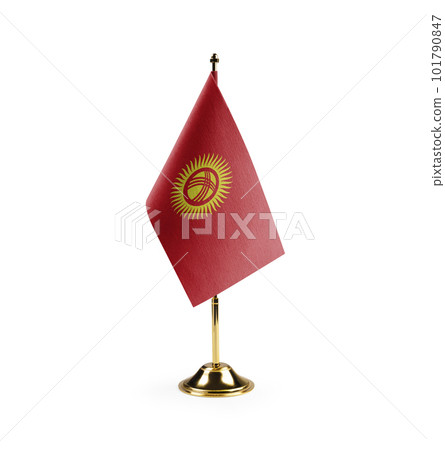 Small national flag of the Kirghizia on a white background Small national flag of the Kirghizia on a white background 101790847