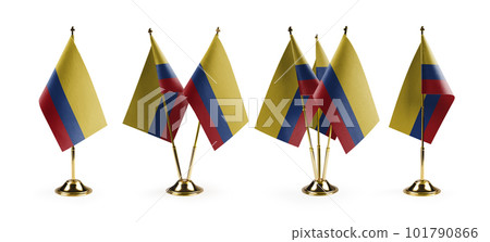 Small national flags of the Colombia on a white background 101790866