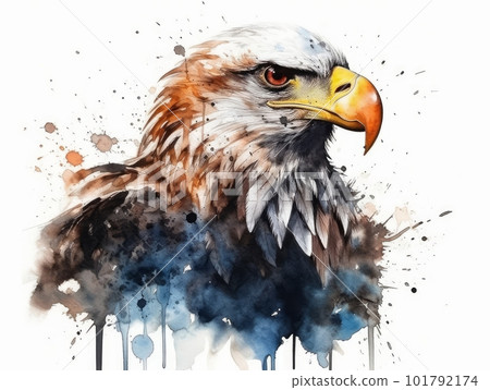 水彩風格的老鷹：AI 作品 101792174