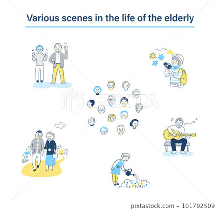 Various life scene sets for the senior generation 101792509