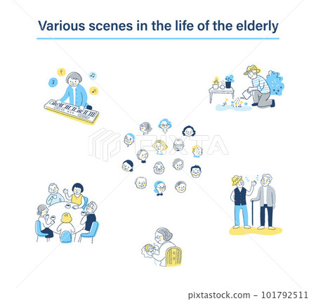 Various life scene sets for the senior generation 101792511