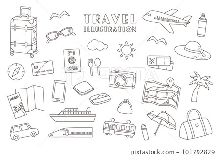 簡單的旅行矢量插圖集。 101792829
