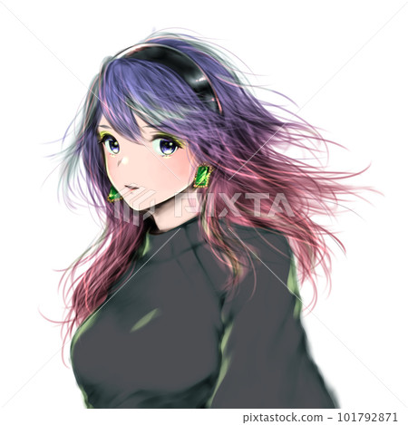 Woman with gradation hair with her hair flowing blue hair background transparent Woman with gradation hair with her hair flowing blue hair background transparent 101792871