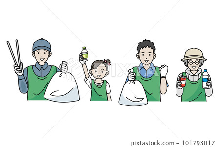 人們撿垃圾的志願者活動圖解 101793017