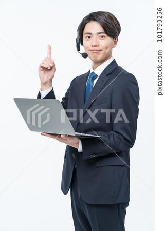Young male operator pointing 101793256