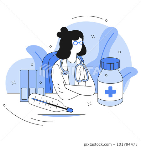 doctor sitting in his office family doctor vector illustration 101794475