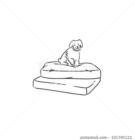 Hand drawn vector abstract graphic line art collection with diverse cute funny cartoon dog character on pillow.Vector illustration of funny cartoon different dogs in trendy flat style. Line dog icon. Hand drawn vector abstract graphic line art collection with diverse cute funny cartoon dog character on pillow.Vector illustration of funny cartoon different dogs in trendy flat style. Line dog icon. 101795122