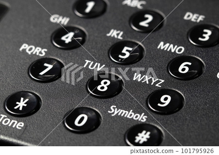 close up telephone or facsimile or fax keypad with rectangular buttons. close up telephone or facsimile or fax keypad with rectangular buttons. 101795926