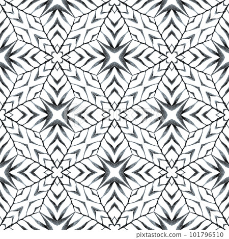Striped hand drawn design. Black and white unusual boho chic summer design. Repeating striped hand drawn border. Textile ready powerful print, swimwear fabric, wallpaper, wrapping. 101796510