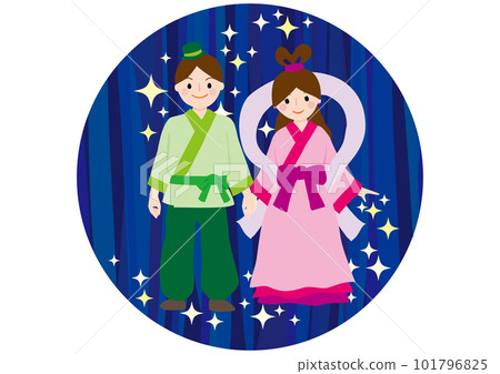 Orihime Hikoboshi and the Milky Way illustration material 101796825