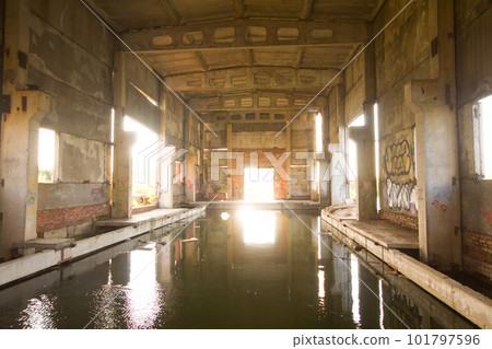 water supply plant old destroyed and thrown 101797596