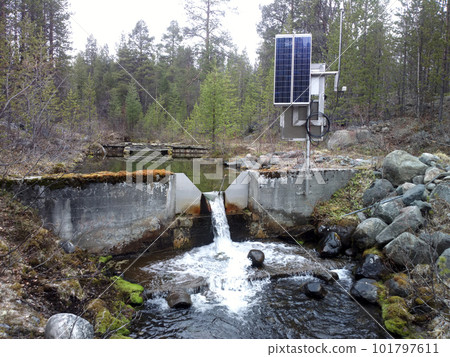 Science. Hydrological research. Measurement of water flow 101797611