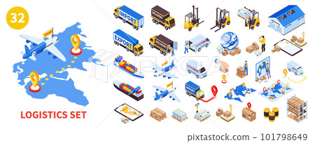 Isometric Cargo Logistics Icons Isometric Cargo Logistics Icons 101798649