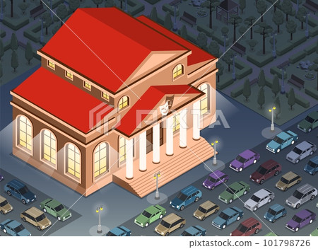 Theater Building Isometric Background 101798726
