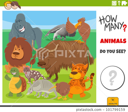 how many cartoon wild animals educational game 101799159