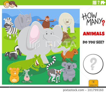 counting cartoon animal characters educational game 101799160