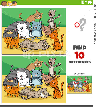 differences game with cartoon cats characters group differences game with cartoon cats characters group 101799184