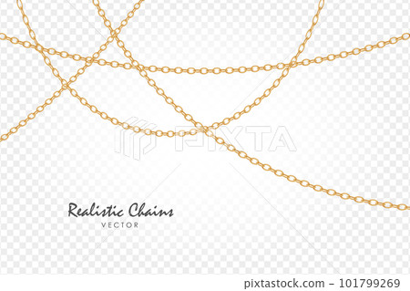 Gold chain isolated on transparent background. Chain backround. Luxury brilliant jewelry pendant or coulomb. Luxury stripe vector design 101799269