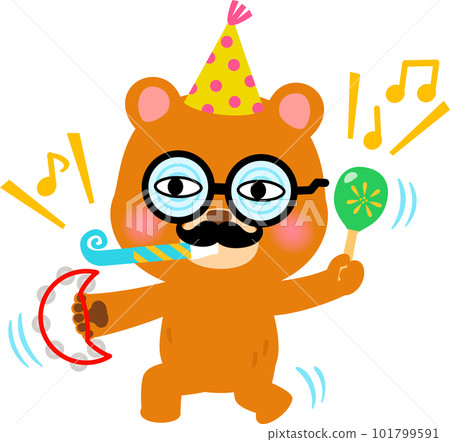 A bear character playing a musical instrument in a funny way 101799591