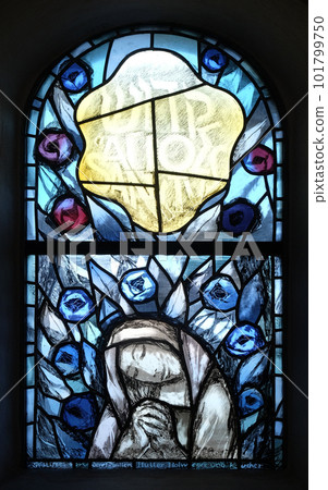 Stained glass window by Sieger Koder in chapel in Hinterbrand, Germany 101799750