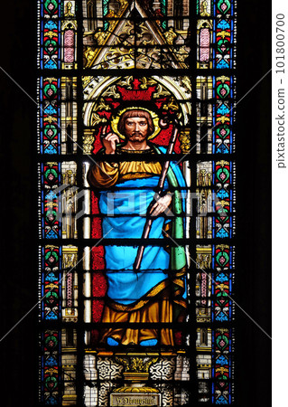 Saint Dionysius, stained glass window in the Basilica of Saint Clotilde in Paris, France Saint Dionysius, stained glass window in the Basilica of Saint Clotilde in Paris, France 101800700