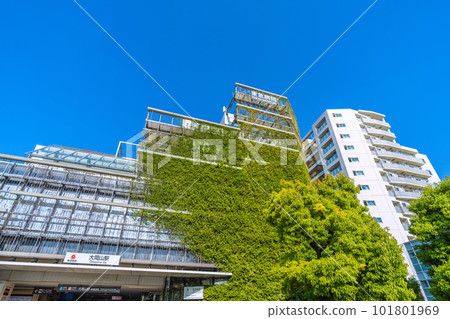Tokyo cityscape in Japan Summer day. View of Tokyu Ookayama Station, which is attached to Tokyu Hospital = April 20 101801969