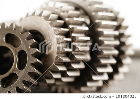 Metal gear wheel engine car and bike, mechanic industry concept. 101804025