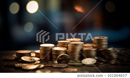 Business image of stacked gold coins "AI generated image" 101804657