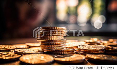 Business image of stacked gold coins "AI generated image" 101804664