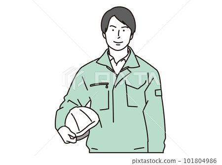 Asian male worker with helmet 101804986