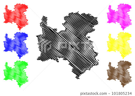 Rottweil district (Federal Republic of Germany, rural district, Baden-Wurttemberg State) map vector illustration, scribble sketch Rottweil map 101805234