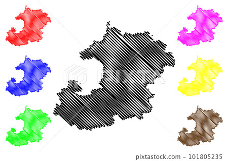 Saale-Holzland district (Federal Republic of Germany, rural district, Free State of Thuringia) map vector illustration, scribble sketch Saale Holzland Kreis map 101805235
