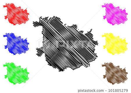 Sankt Wendel district (Federal Republic of Germany, State of Saarland, Rural district) map vector illustration, scribble sketch Sankt Wendel map 101805279