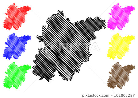 Schwandorf district (Federal Republic of Germany, rural district Upper Palatinate, Free State of Bavaria) map vector illustration, scribble sketch Schwandorf map 101805287