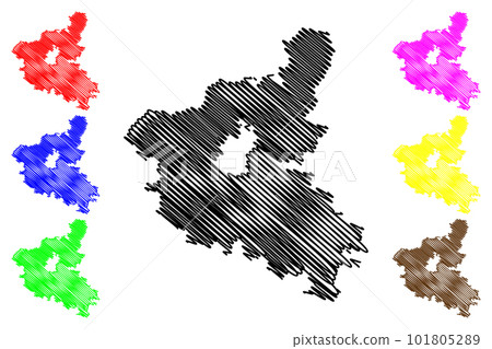 Schweinfurt district (Federal Republic of Germany, rural district Lower Franconia, Free State of Bavaria) map vector illustration, scribble sketch Schweinfurt map Schweinfurt district (Federal Republic of Germany, rural district Lower Franconia, Free State of Bavaria) map vector illustration, scribble sketch Schweinfurt map 101805289