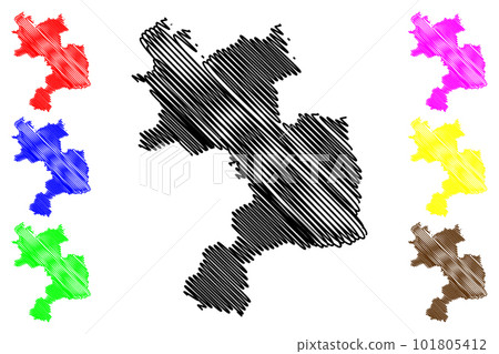 Unna district (Federal Republic of Germany, State of North Rhine-Westphalia, NRW, Arnsberg region) map vector illustration, scribble sketch Unna map 101805412