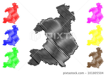Waldeck-Frankenberg district (Federal Republic of Germany, rural district Kassel region, State of Hessen, Hesse, Hessia) map vector illustration, scribble sketch Waldeck Frankenberg map 101805504